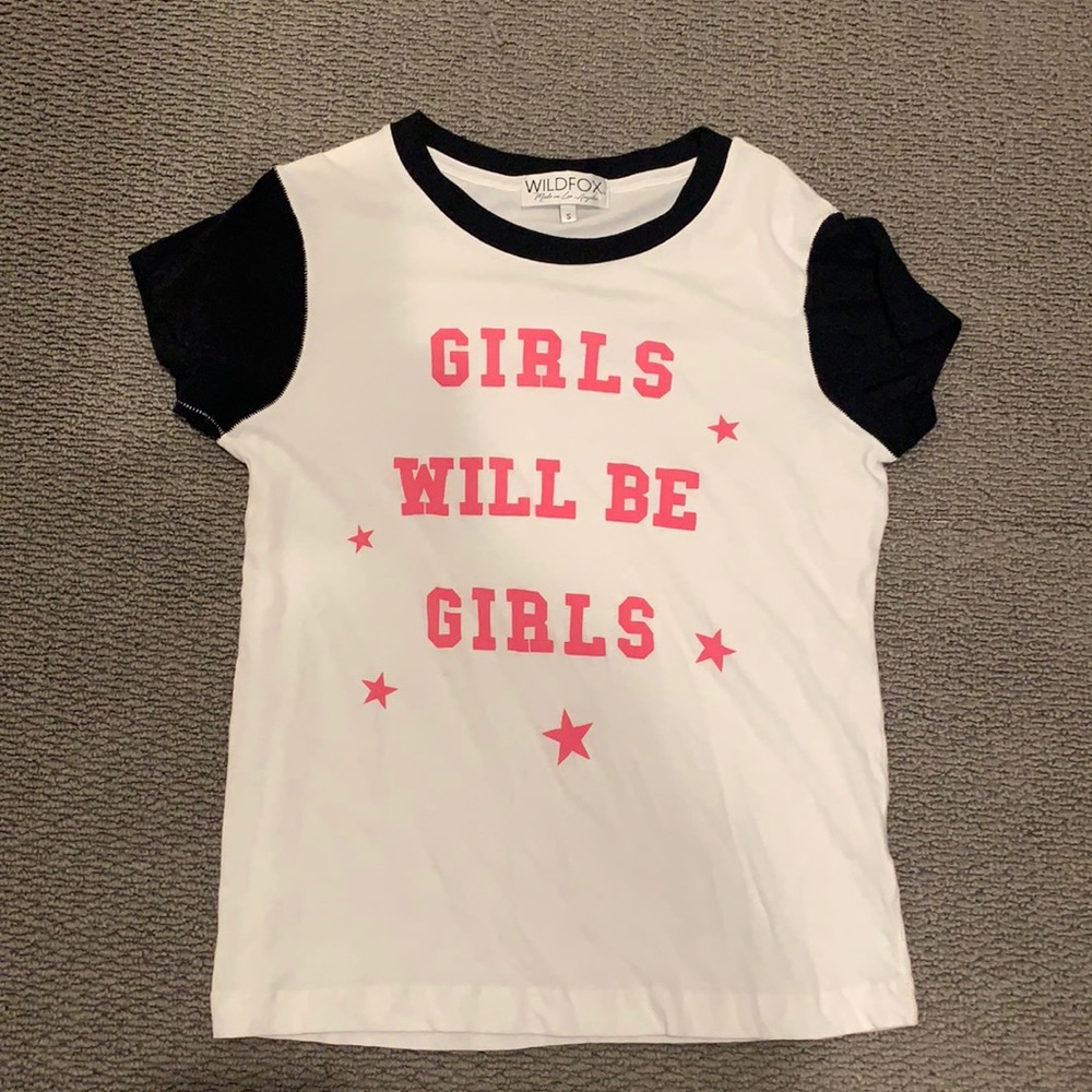 WILDFOX Girls Will Be Girls Color Block Tee sz S